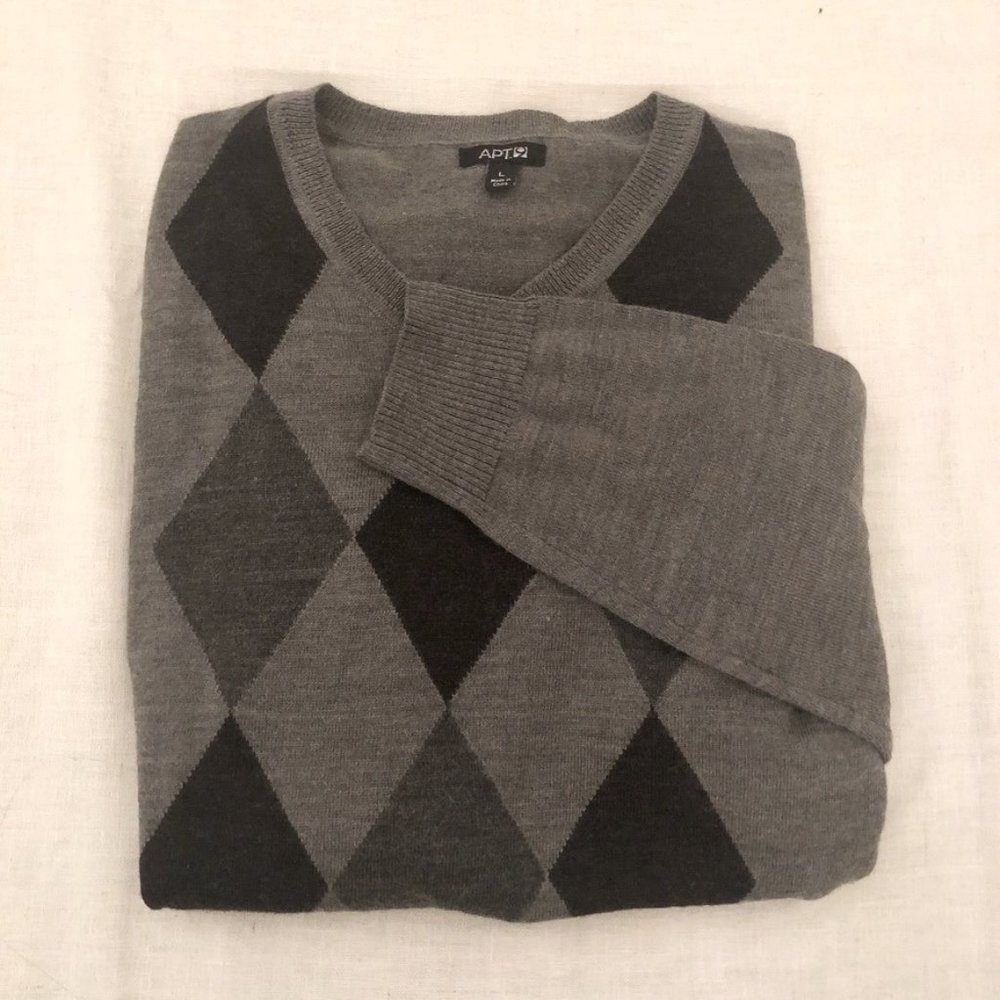 Grey and Black Argyle Sweater